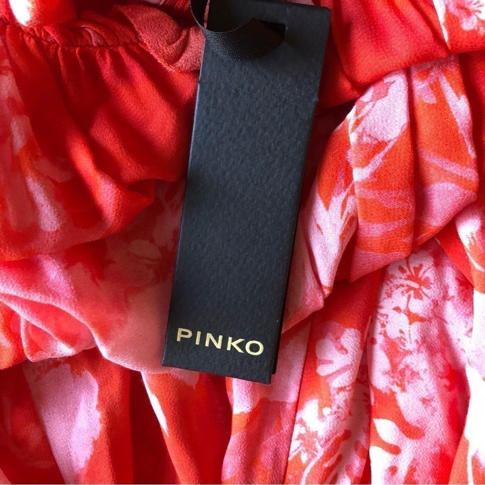 Pinko Jumpsuit Aquarius Tuta Georgette Hibiscus Floral Orange Size 4 - Picture 5 of 16